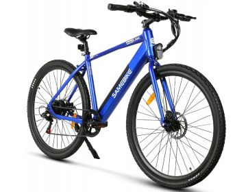 Electric Bicycle 36V 350W 10AH 7S speed 80KM 150KG +APP disc brake front and rear lights 700C*45C KENDA spoked wheel E Bike (Color: Blue)