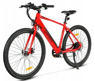 Electric Bicycle 36V 350W 10AH 7S speed 80KM 150KG +APP disc brake front and rear lights 700C*45C KENDA spoked wheel E Bike (Color: Red)